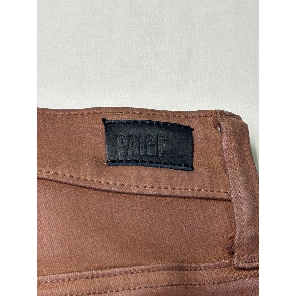Paige Cindy Brown Coated High Rise Straight Leg‎ Jeans Womens 28X27 5547799-1917 - Picture 7 of 12
